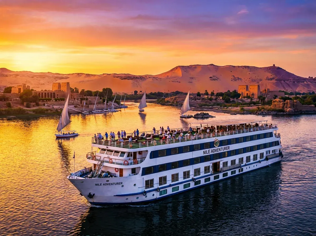 Zonsondergang vanaf nijlcruise
